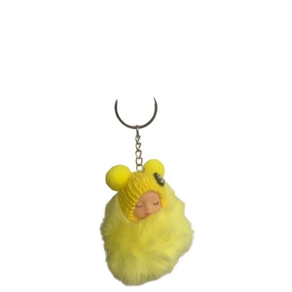 Hot Pink Fuzzy Baby Keychain - Picture 1 of 1